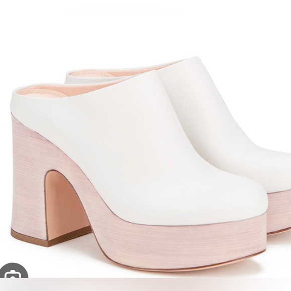 AGL ‘Sista’ Leather Platform Clogs Mules Ivory 7.5 Brand New - Picture 1 of 11
